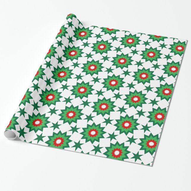 Jul Starburst Geometric Presentpapper (Utrullad)