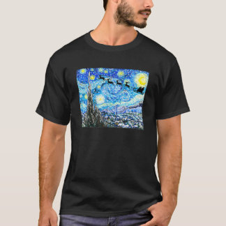 Jul Starry Night-skjortan Santa Sleigh Van Gogh T Shirt