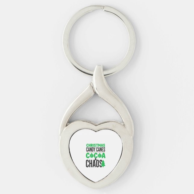 Jul Stavar Kakao Kaos Design Twisted Heart Silverfärgad Nyckelring (Framsidan)