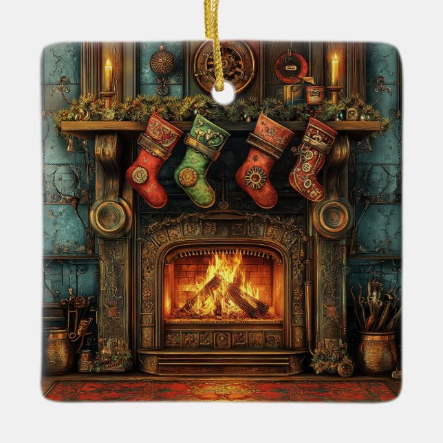 Jul Steampunk Fireplace Ornament (Framsida)