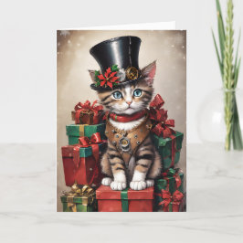 Jul Steampunk Tabby Kitten Kort