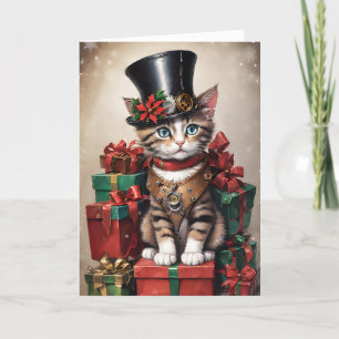 Jul Steampunk Tabby Kitten Kort