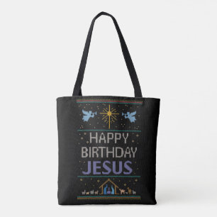 Jul Sticka Grattis på födelsedagen Jesus Religiösa Tygkasse