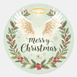 Jul Sticker Konsttryck God Jul  Runt Klistermärke