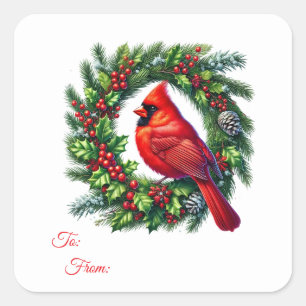 Jul Sticker Presentkort Fyrkantigt Klistermärke