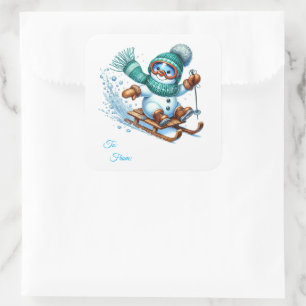 Jul Sticker Presentkort Fyrkantigt Klistermärke