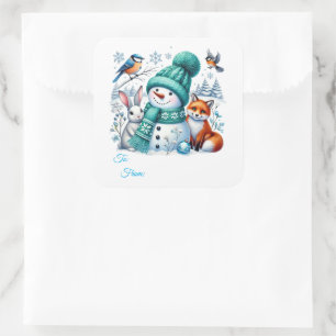 Jul Sticker Presentkort Fyrkantigt Klistermärke
