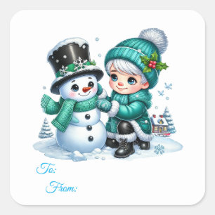 Jul Sticker Presentkort Fyrkantigt Klistermärke