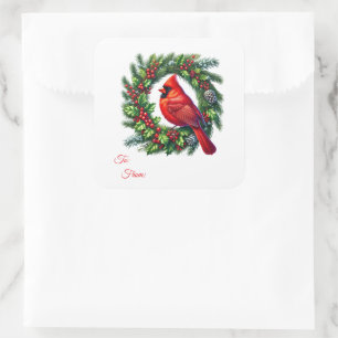 Jul Sticker Presentkort Fyrkantigt Klistermärke