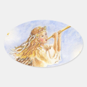 Jul Stickers Angel Oval Ovalt Klistermärke