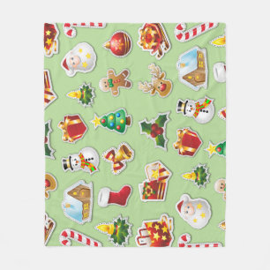 Jul Stickers Festive Mönster Fleecefilt