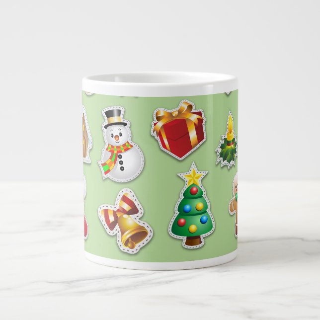 Jul Stickers Festive Mönster Jumbo Mugg (Framsidan)