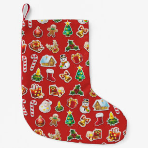 Jul Stickers Festive Mönster Liten Julstrumpa