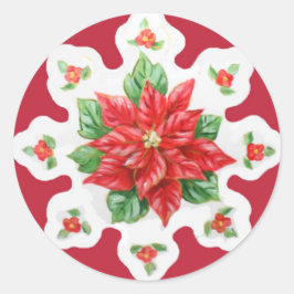 Jul Stickers Poinsettia Runt Klistermärke
