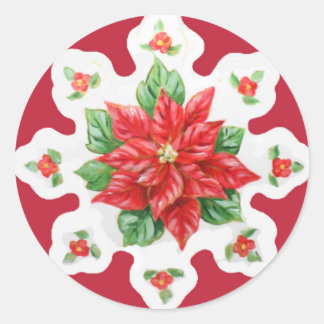 Jul Stickers Poinsettia Runt Klistermärke