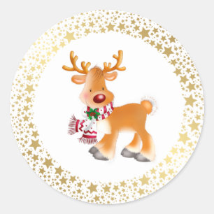 Jul Stickers-Rudolph Runt Klistermärke
