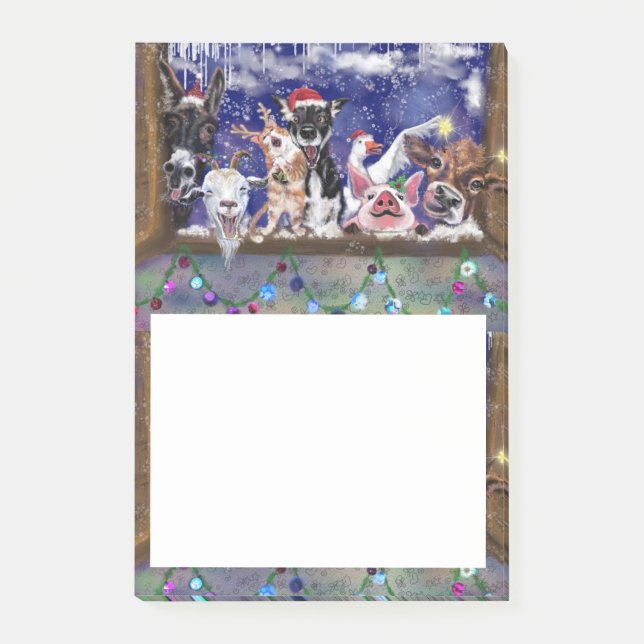 Jul Sticky Notes Funny Farm Animal Party Post-it Block (Framsida)