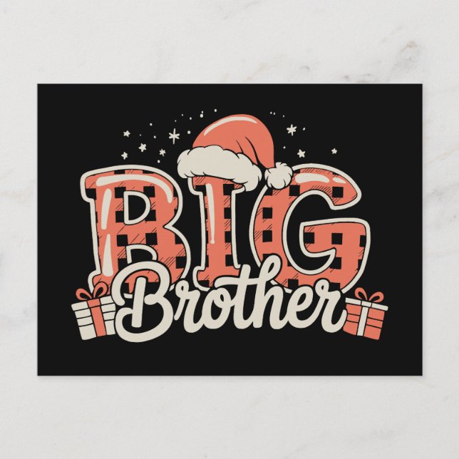 Jul Storbror Graviditetsannonsering Tomte Helg Vykort (Framsida)
