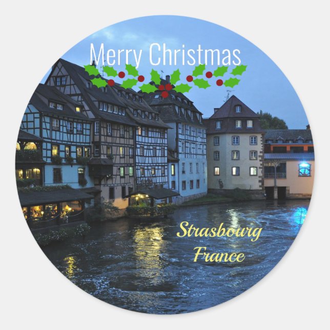 Jul, Strasbourg, Frankrike Runt Klistermärke (Framsida)