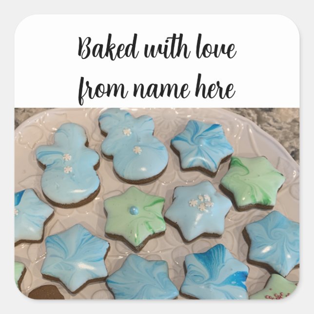 Jul Sugar Cookies Förpackningsetikett Fyrkantigt Klistermärke (Framsida)