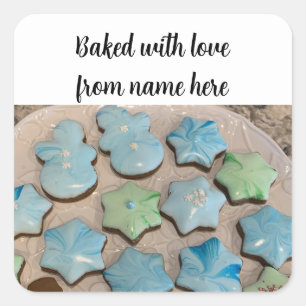 Jul Sugar Cookies Förpackningsetikett Fyrkantigt Klistermärke