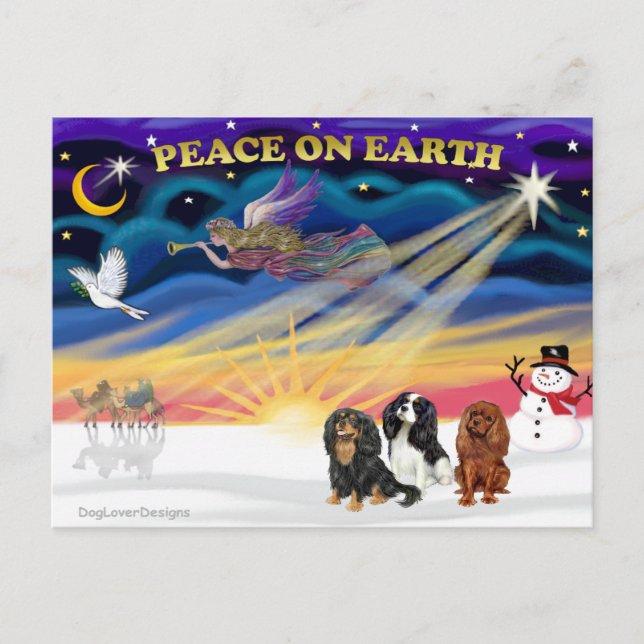 Jul Sunrise - Cavalier King Charles (tre) Vykort (Framsida)