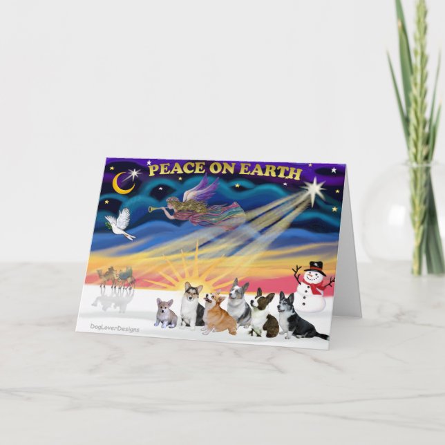 Jul Sunrise - Welsh Corgies (6) Helgkort (Framsida)