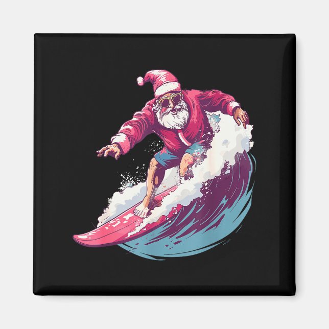 Jul Surfing Tomte Surfare Surfälskare Xma Magnet (Framsidan)