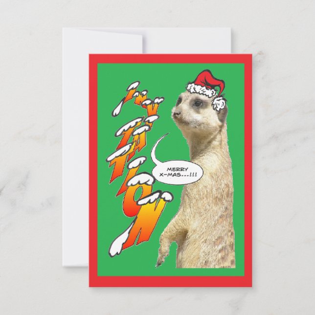 Jul Surikat Inbjudan Grön X-Mas (Framsida)