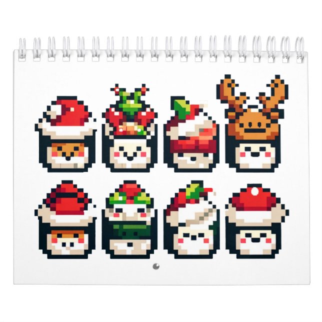 Jul Sushi Ansikte - Cute Pixel Art Helgdag Kalender (Omslag)
