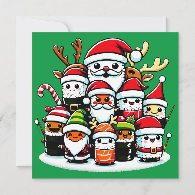 jul Sushi Festive Firande Inbjudningar (Framsida)