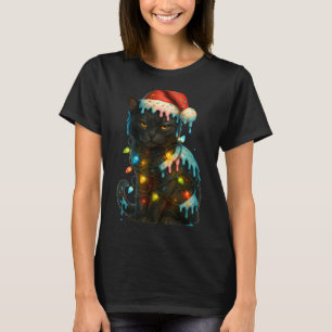 Jul Svart Katt Glass Druplande Julhatt Söt T Shirt