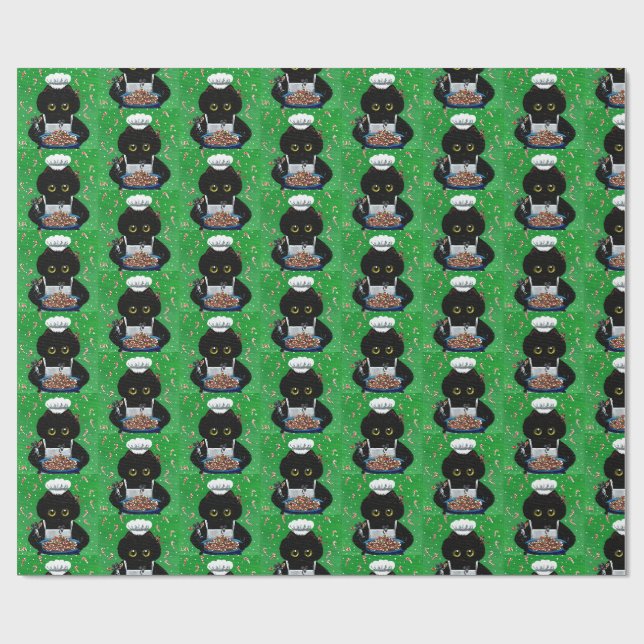 Jul Svart Katt Konst Målning Presentpapper (Platt)