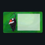 Jul Svart Katt på Grönt Fraktsedel<br><div class="desc">Animal Parade Festive Black Cat in a Santa Hat on Green Gifts and Christmas Decorations visar vår originella konst av en svart katt framifrån och bakifrån (när så är möjligt) med en texturerad grön bakgrund målad av vår begåvade barnillustratör, Traci Van Wagoner. På många av våra fantasifulla produkter med svart...</div>