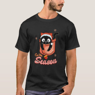 Jul Svart Katt Tis The Season Katt i fickan M T Shirt