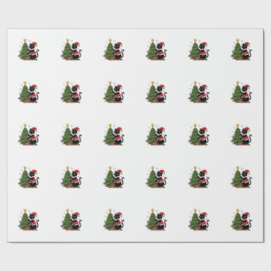 Jul Svart Katt Tomtehatt Träd Mus Presentpapper