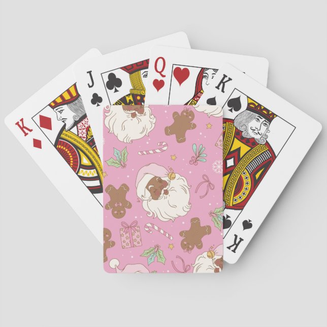 Jul Svart Tomte Pastell Rosa Casinokort (Baksidan)