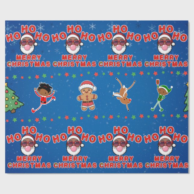 Jul Svart Tomte Presentpapper (Platt)