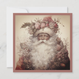 Jul Svart Tomte - Rococo & Rosa Blommig Julkort