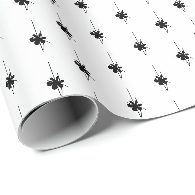 Jul svart & vit snöflinga söt present   presentpapper (Rullad Hörn)