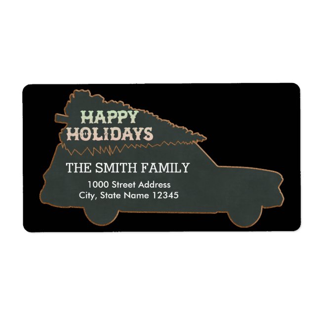 Jul - Svarta bakgrundsbilen med Träd Fraktsedel (Framsidan)