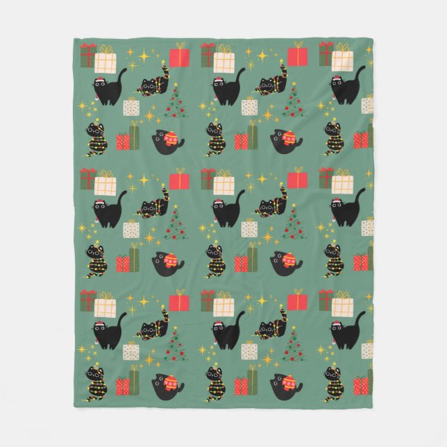 Jul Svarta katter Fleecefilt (Framsidan)