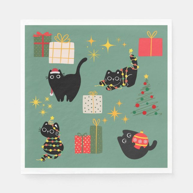 Jul Svarta katter Pappersservett (Framsidan)