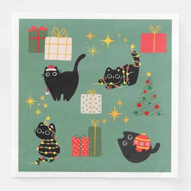 Jul Svarta katter Pappersservett (Framsida)