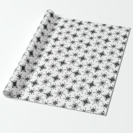 Jul Svarta Snöflingor Sömlöst Mönster Presentpapper