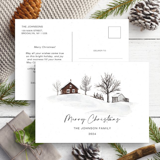 Jul Svartvit Vinterlandskap Icke Foto Vykort (Skapare uppladdad)