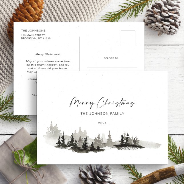 Jul Svartvit Vinterlandskap Icke Foto Vykort (Skapare uppladdad)