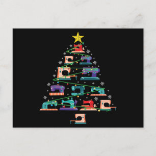 Jul Sy-Maskin Xmas Träd Quiltare Present Inbjudan Vykort
