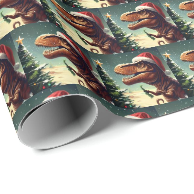 Jul T-Rex 4 Presentpapper (Rullad Hörn)