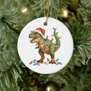 Jul T Rex Dinosaur Jul Dino Tyrannosaurus Julgransprydnad Keramik